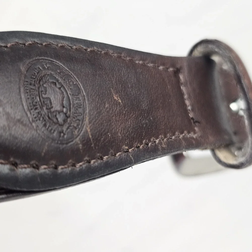 Brown Leather Belt Mens Braided Horsehair Inlay Western Cowboy Equestrian 37-40